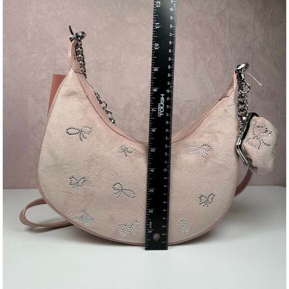 Juicy Couture Delightful Crossbody Dusty Blush  Rhinestone Bow Coin Pouch NWT - Picture 14 of 16